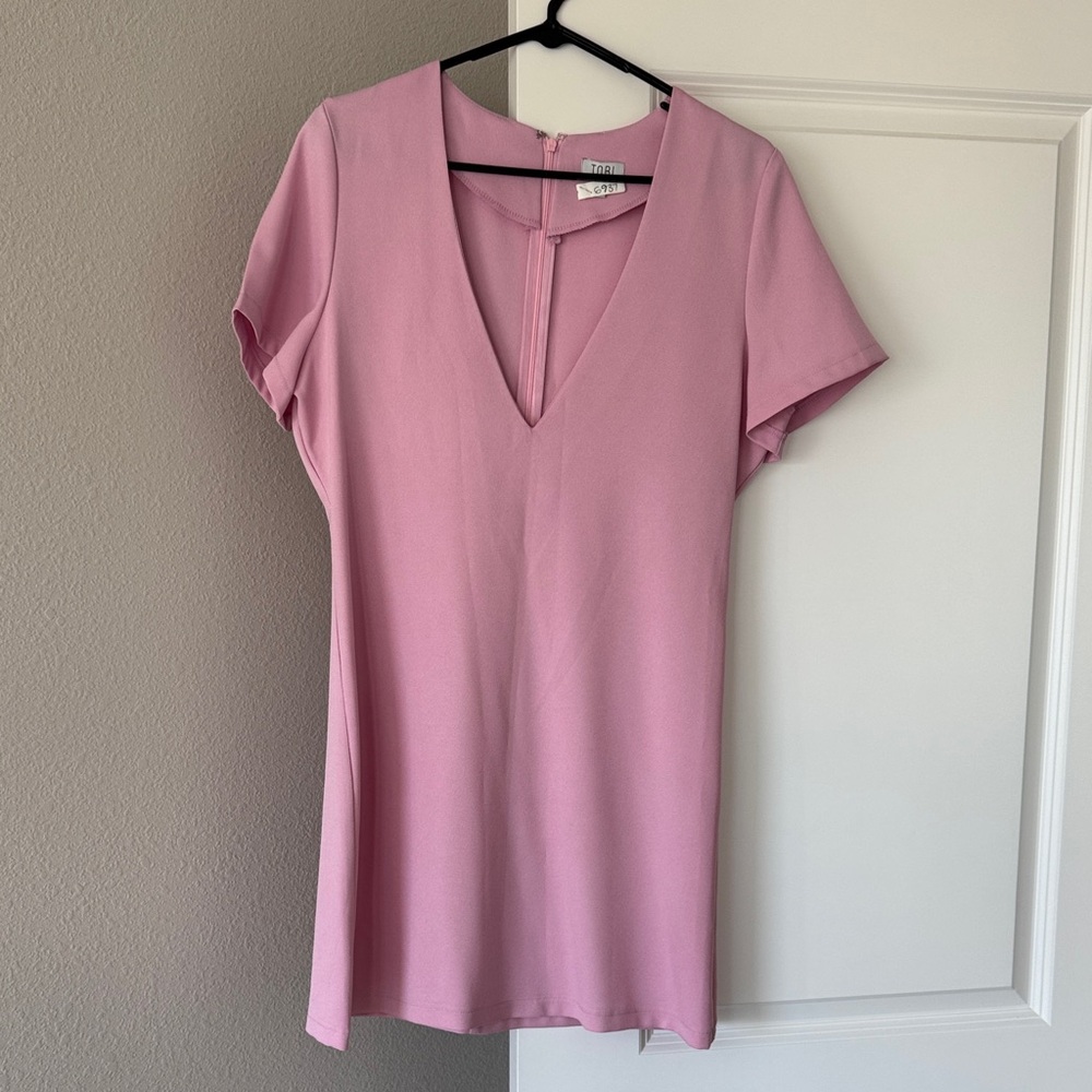 Tobi Pink V-Neck Dress